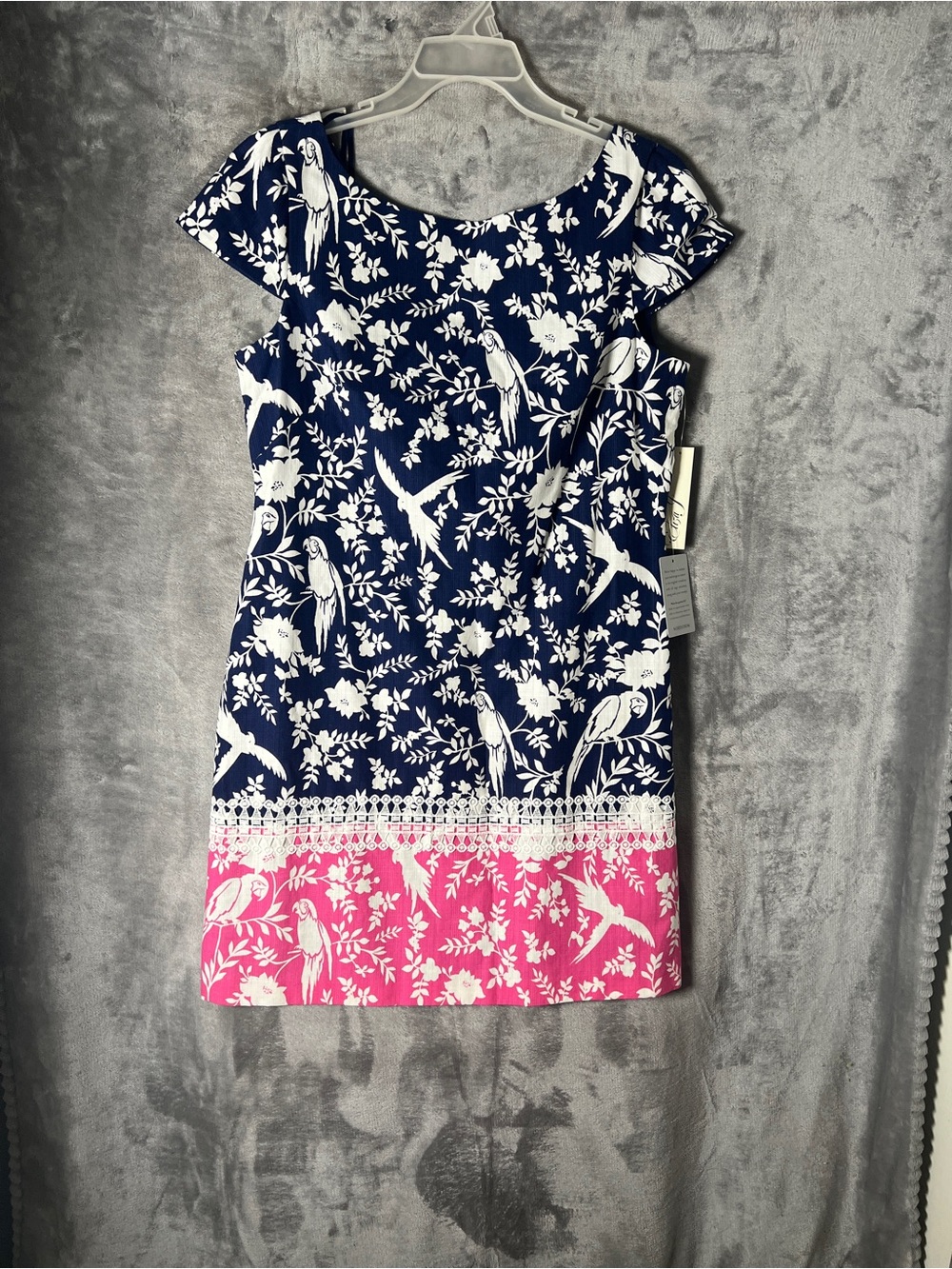 Eliza J Navy Blue Dress with White Label Detail